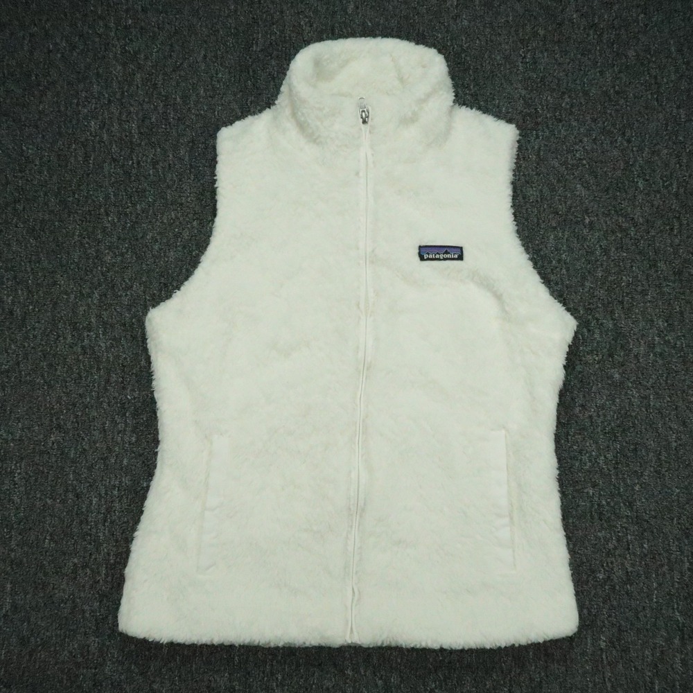 Patagonia Vest Mens Medium White Los Gatos Full Zip Deep Pile Fleece Pockets